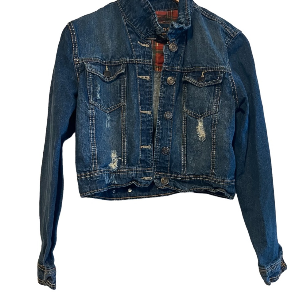 Rue21 Denim Distressed Button Down Jacket Size Large